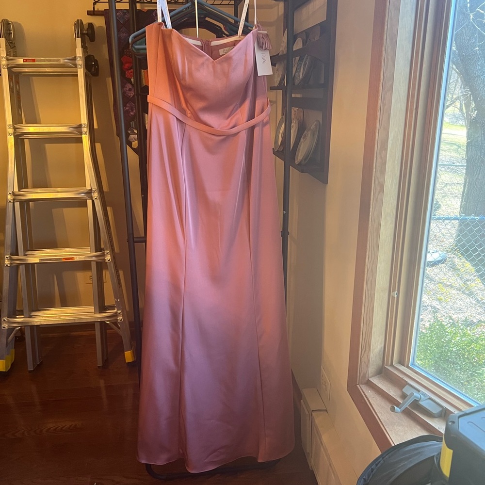 Pink bridesmaid dress. size 12. strapless